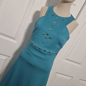 Badgley Mischka Elegant Teal Sleeveless Dress